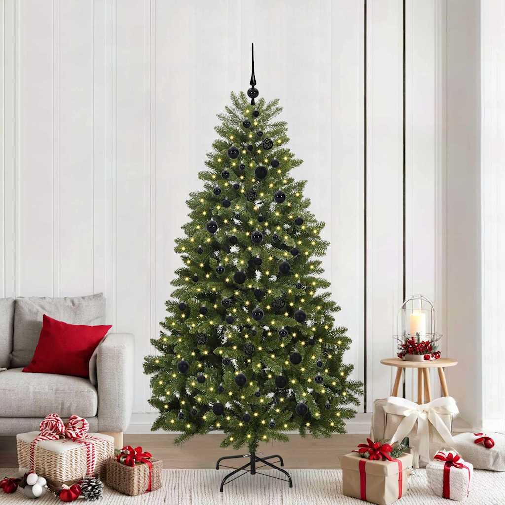 vidaXL Artificial Hinged Christmas Tree Green 210 cm PVC and Steel