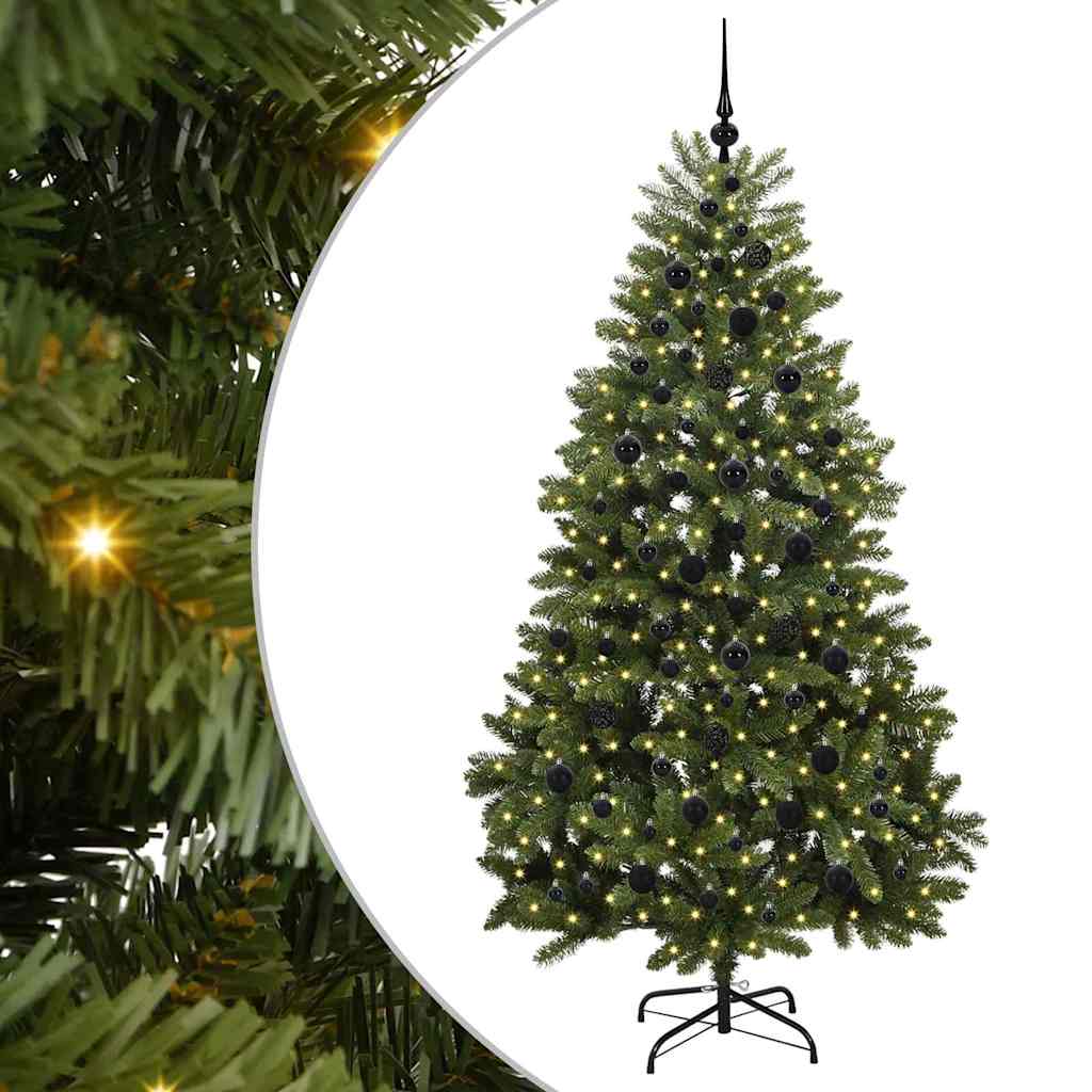 vidaXL Artificial Hinged Christmas Tree Green 210 cm PVC and Steel