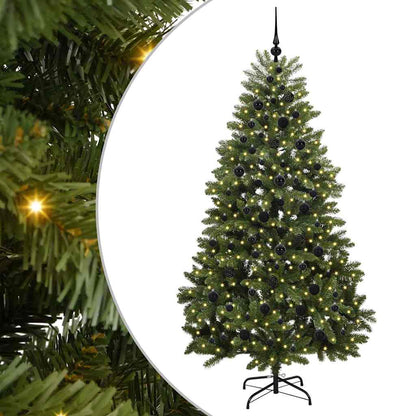 vidaXL Artificial Hinged Christmas Tree Green 210 cm PVC and Steel