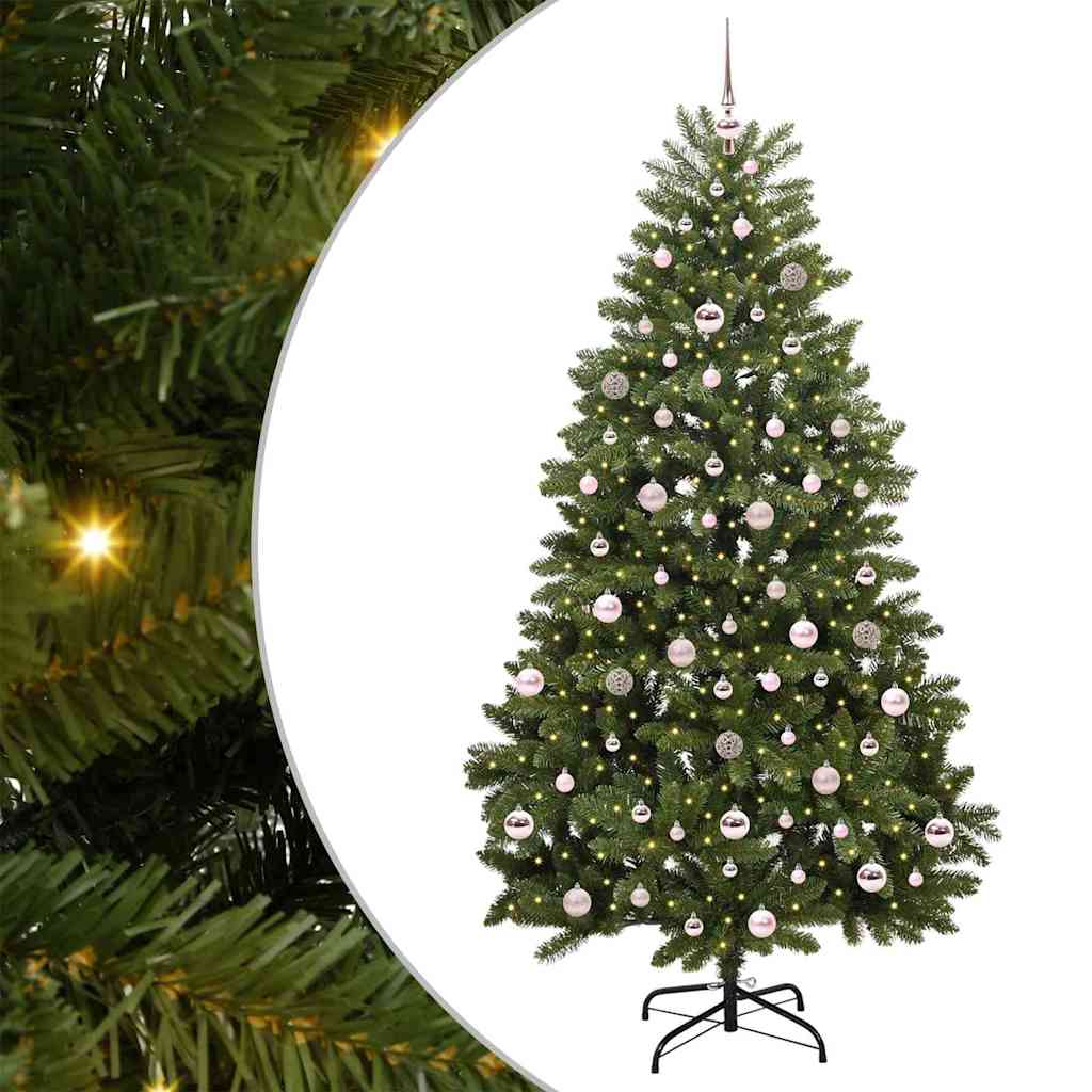 vidaXL Artificial Hinged Christmas Tree Green 210 cm PVC and Steel - 47731