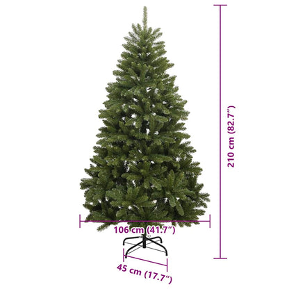 vidaXL Artificial Hinged Christmas Tree Green 210 cm PVC and Steel - 47731