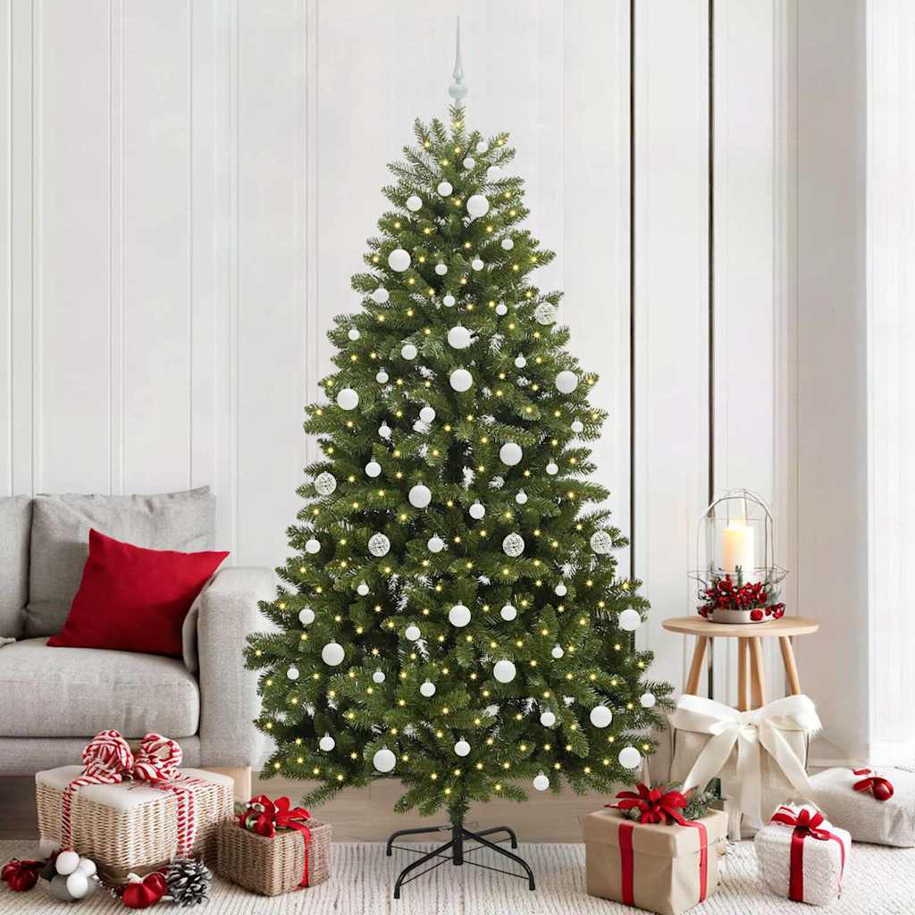 vidaXL Artificial Hinged Christmas Tree Green 210 cm PVC and Steel - 47742