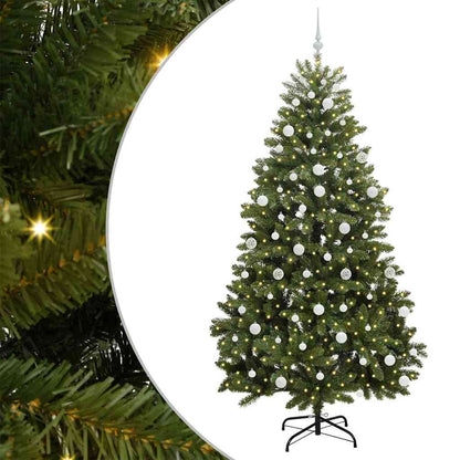 vidaXL Artificial Hinged Christmas Tree Green 210 cm PVC and Steel - 47742