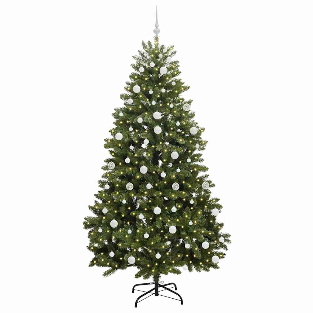vidaXL Artificial Hinged Christmas Tree Green 210 cm PVC and Steel - 47742