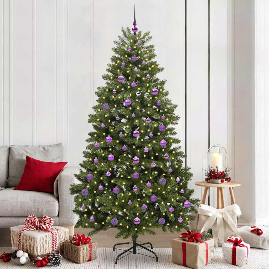 vidaXL Artificial Hinged Christmas Tree Green 210 cm PVC and Steel - 47745