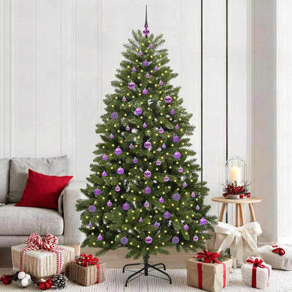 vidaXL Artificial Hinged Christmas Tree Green 210 cm PVC and Steel - 47745