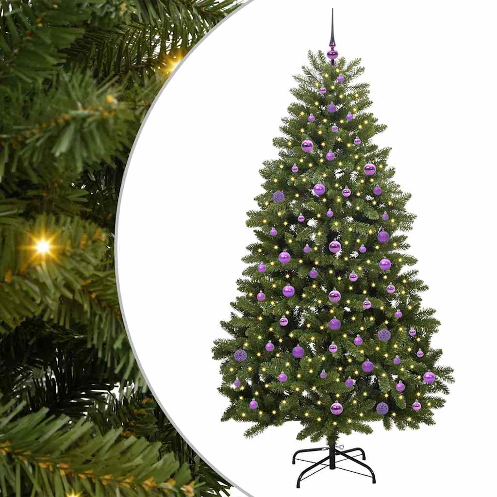 vidaXL Artificial Hinged Christmas Tree Green 210 cm PVC and Steel - 47745