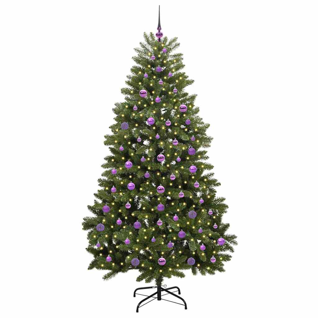 vidaXL Artificial Hinged Christmas Tree Green 210 cm PVC and Steel - 47745
