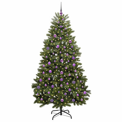 vidaXL Artificial Hinged Christmas Tree Green 210 cm PVC and Steel - 47745