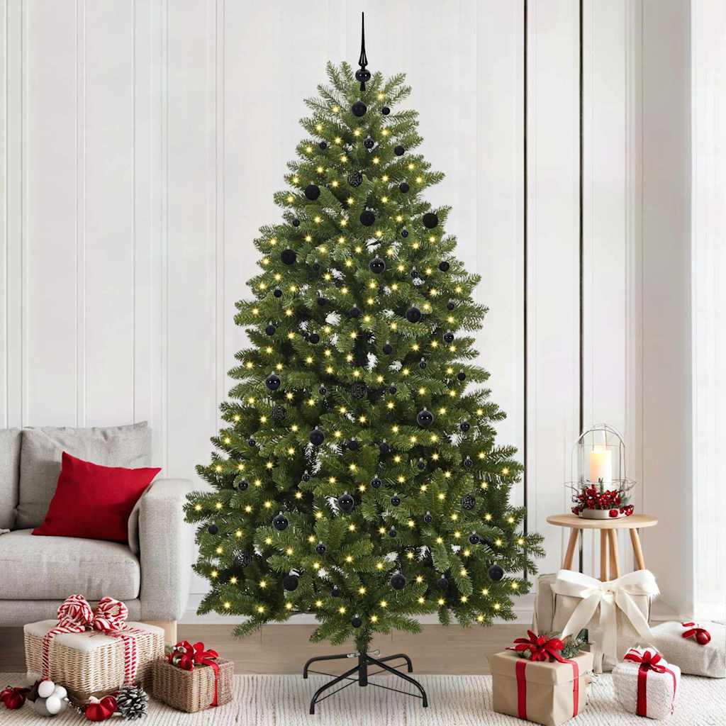 vidaXL Artificial Hinged Christmas Tree Green 240 cm PVC and Steel