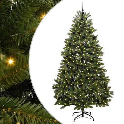 vidaXL Artificial Hinged Christmas Tree Green 240 cm PVC and Steel