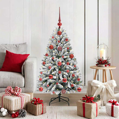 vidaXL Artificial Hinged Christmas Tree Green and White 120 cm