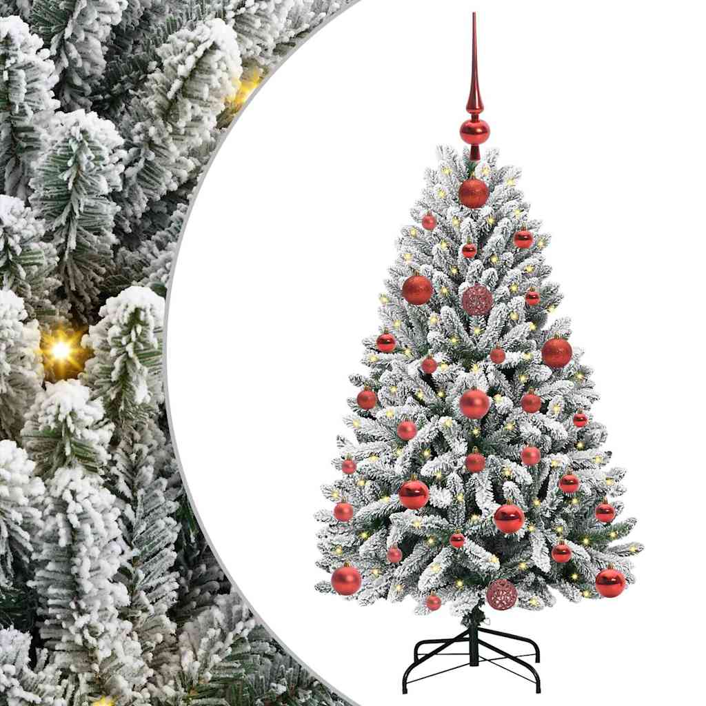 vidaXL Artificial Hinged Christmas Tree Green and White 120 cm