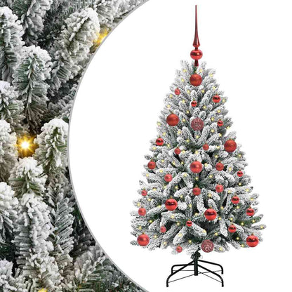 vidaXL Artificial Hinged Christmas Tree Green and White 120 cm