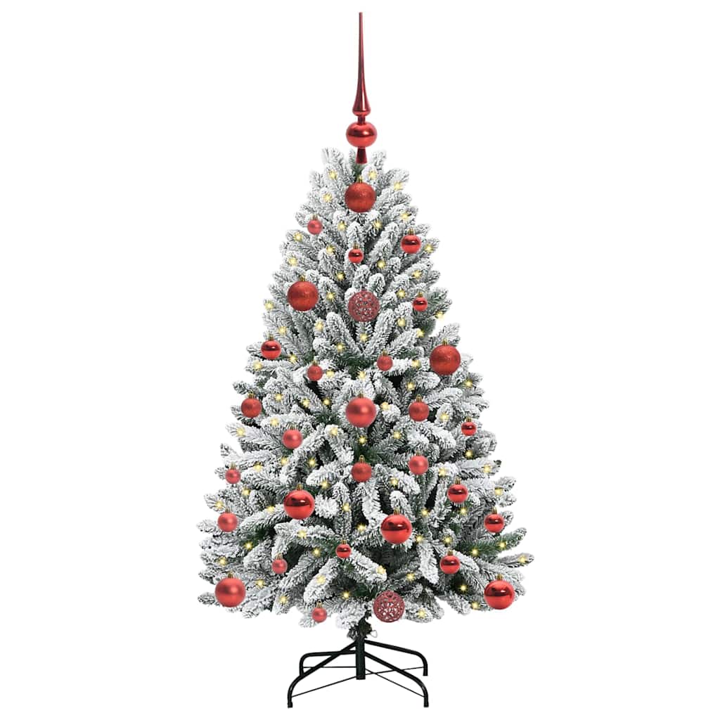 vidaXL Artificial Hinged Christmas Tree Green and White 120 cm