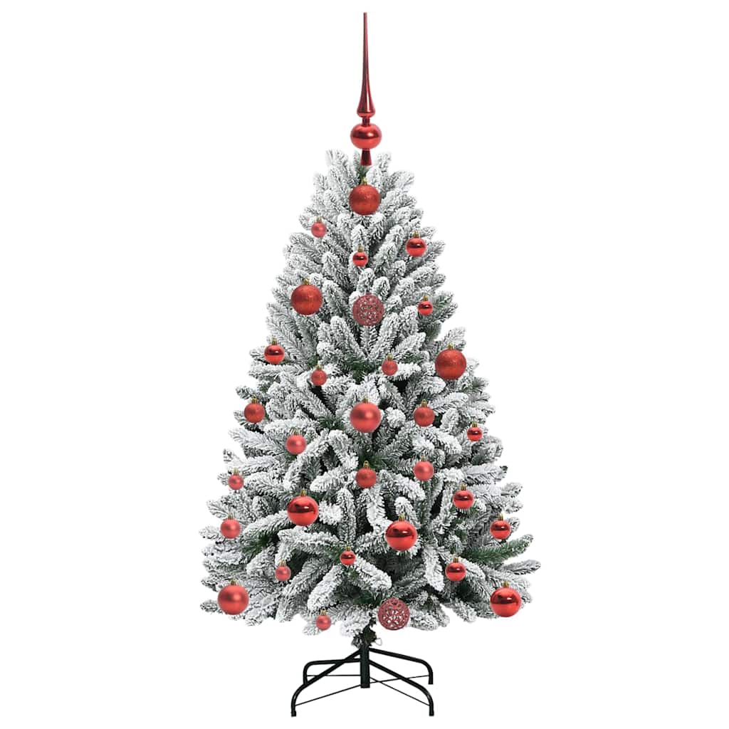 vidaXL Artificial Hinged Christmas Tree Green and White 120 cm