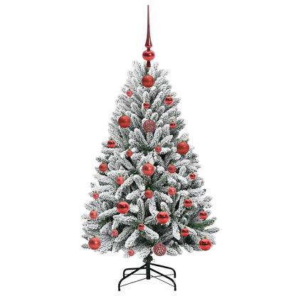 vidaXL Artificial Hinged Christmas Tree Green and White 120 cm