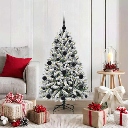 vidaXL Artificial Hinged Christmas Tree Green and White 120 cm - 47815