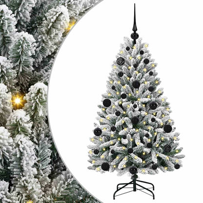 vidaXL Artificial Hinged Christmas Tree Green and White 120 cm - 47815