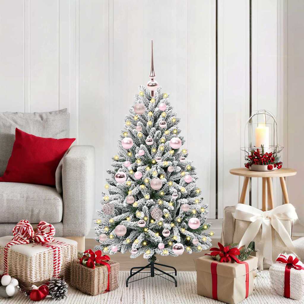 vidaXL Artificial Hinged Christmas Tree Green and White 120 cm - 47828