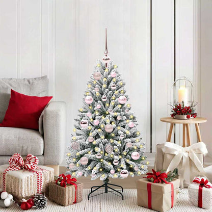 vidaXL Artificial Hinged Christmas Tree Green and White 120 cm - 47828