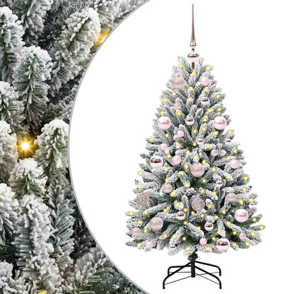 vidaXL Artificial Hinged Christmas Tree Green and White 120 cm - 47828