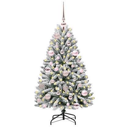 vidaXL Artificial Hinged Christmas Tree Green and White 120 cm - 47828