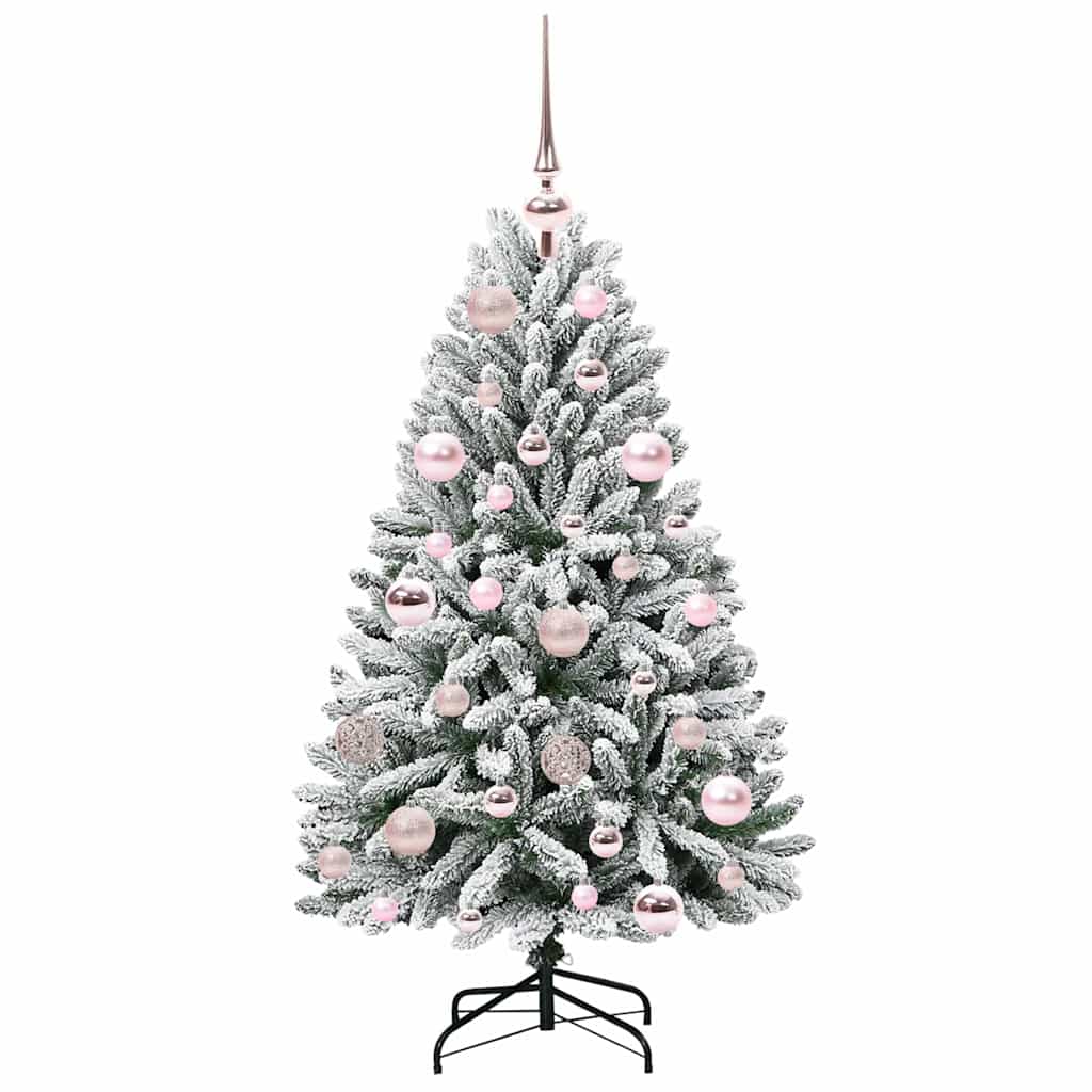 vidaXL Artificial Hinged Christmas Tree Green and White 120 cm - 47828