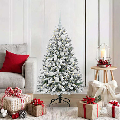 vidaXL Artificial Hinged Christmas Tree Green and White 120 cm - 47832