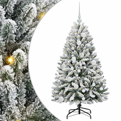 vidaXL Artificial Hinged Christmas Tree Green and White 120 cm - 47832