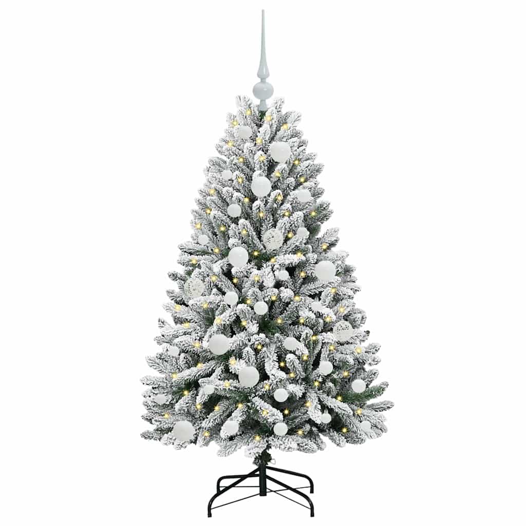 vidaXL Artificial Hinged Christmas Tree Green and White 120 cm - 47832