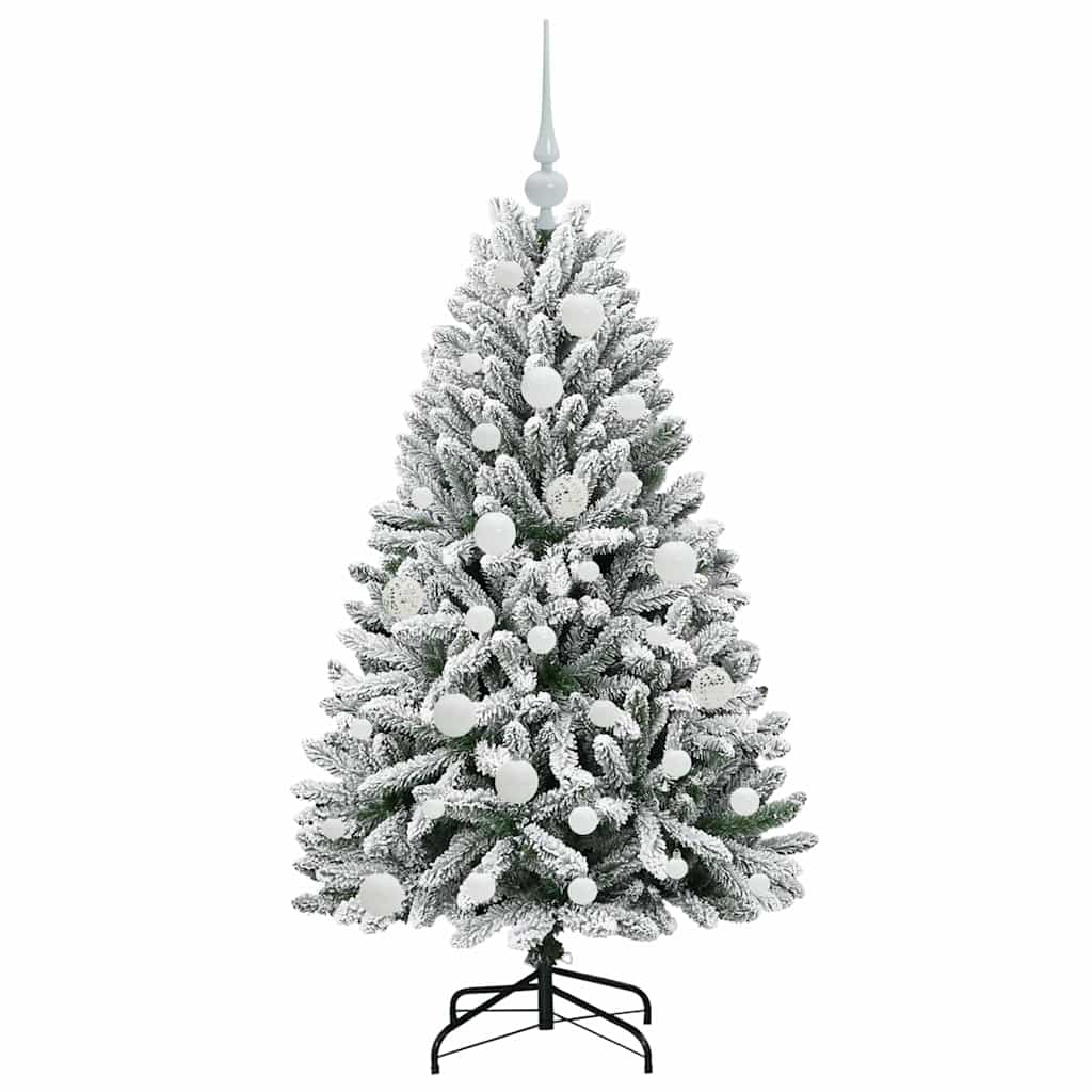 vidaXL Artificial Hinged Christmas Tree Green and White 120 cm - 47832