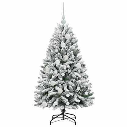 vidaXL Artificial Hinged Christmas Tree Green and White 120 cm - 47832
