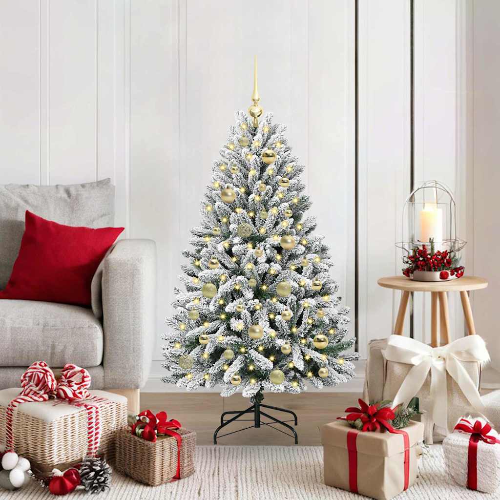 vidaXL Artificial Hinged Christmas Tree Green and White 120 cm - 47833