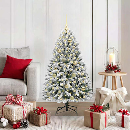 vidaXL Artificial Hinged Christmas Tree Green and White 120 cm - 47833