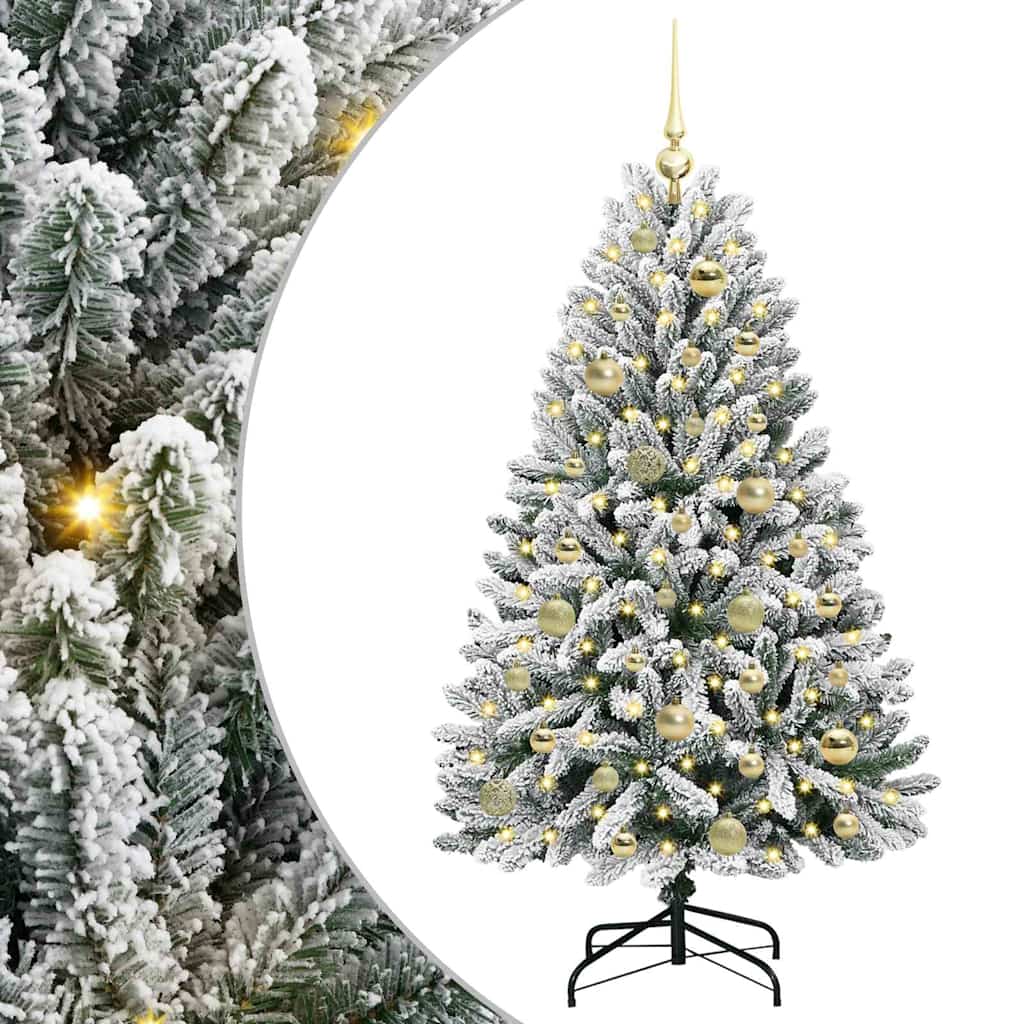 vidaXL Artificial Hinged Christmas Tree Green and White 120 cm - 47833