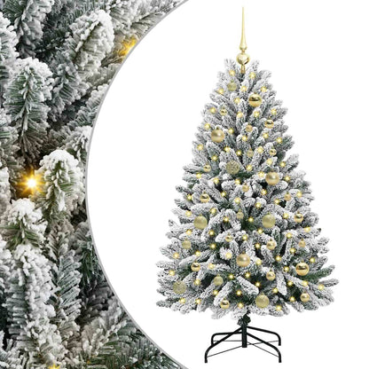 vidaXL Artificial Hinged Christmas Tree Green and White 120 cm - 47833