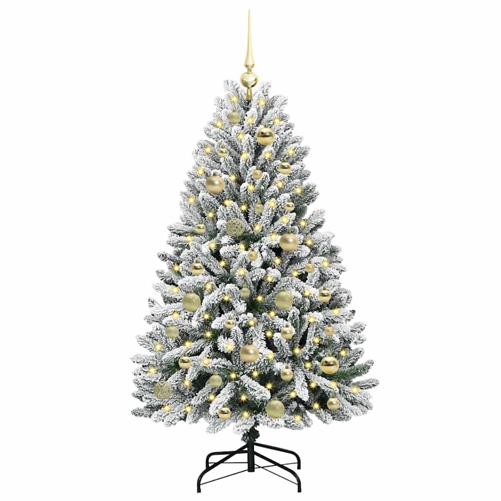 vidaXL Artificial Hinged Christmas Tree Green and White 120 cm - 47833