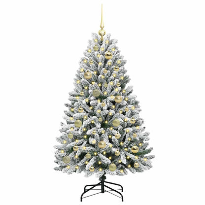 vidaXL Artificial Hinged Christmas Tree Green and White 120 cm - 47833