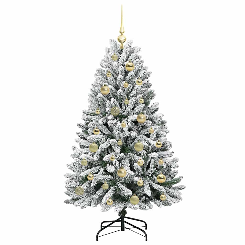 vidaXL Artificial Hinged Christmas Tree Green and White 120 cm - 47833