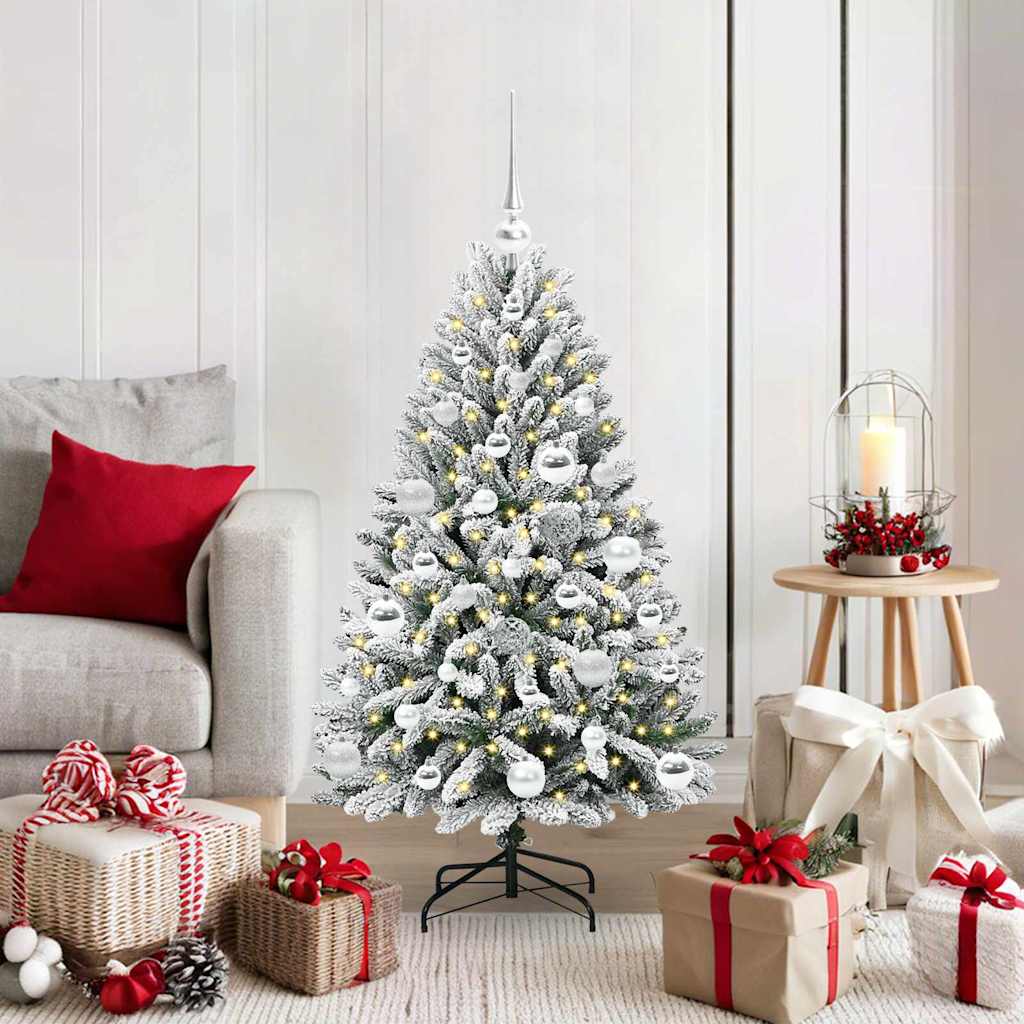 vidaXL Artificial Hinged Christmas Tree Green and White 120 cm - 47844