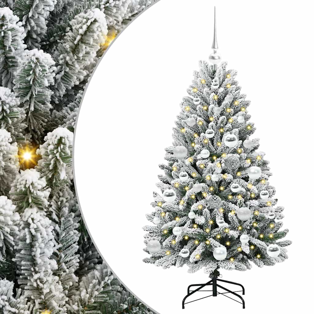 vidaXL Artificial Hinged Christmas Tree Green and White 120 cm - 47844