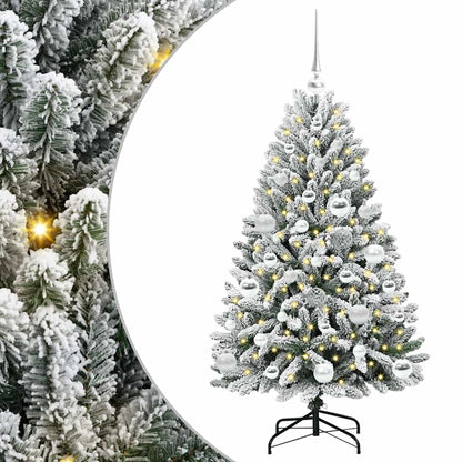 vidaXL Artificial Hinged Christmas Tree Green and White 120 cm - 47844
