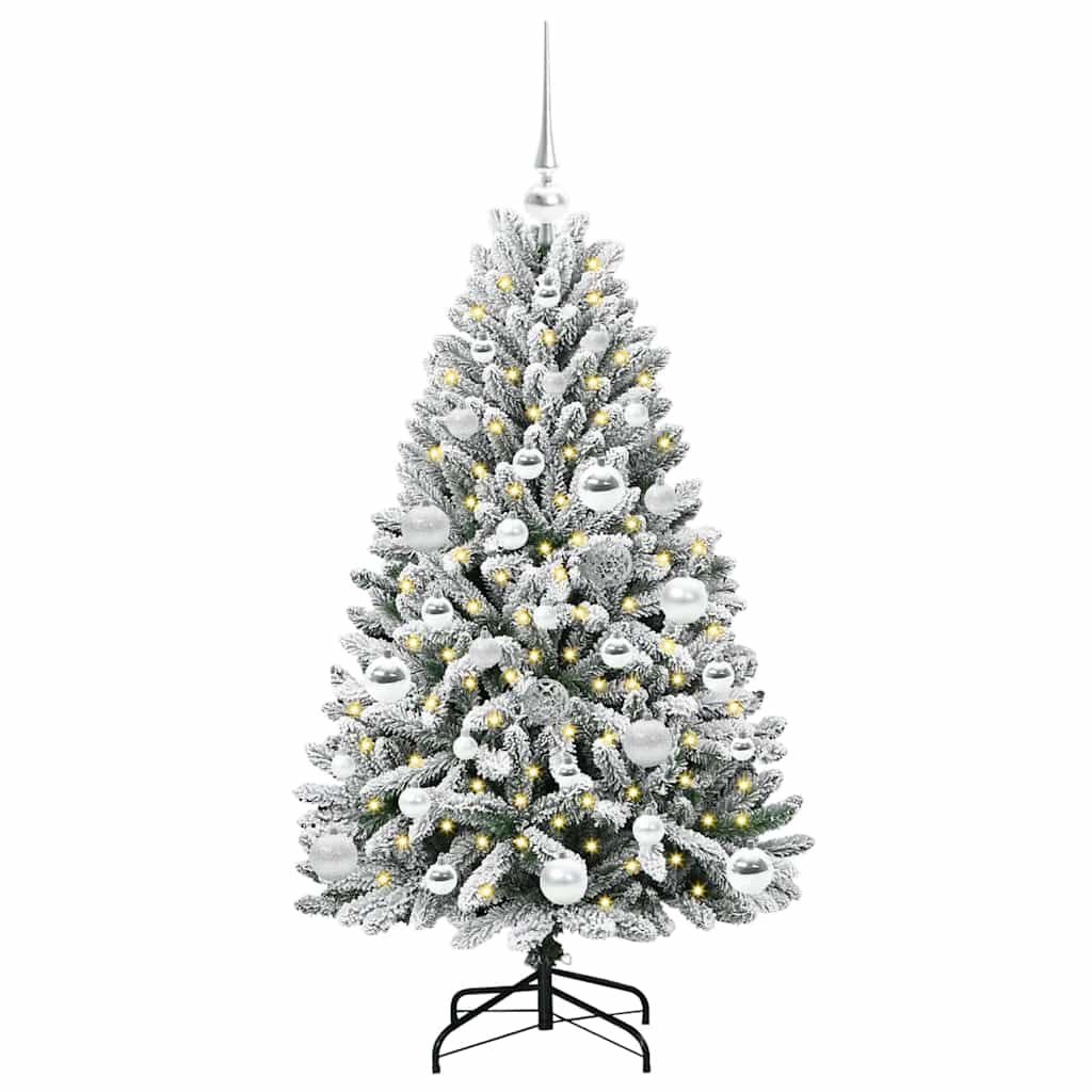 vidaXL Artificial Hinged Christmas Tree Green and White 120 cm - 47844