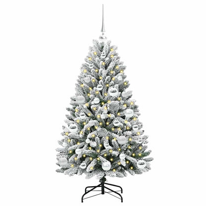 vidaXL Artificial Hinged Christmas Tree Green and White 120 cm - 47844
