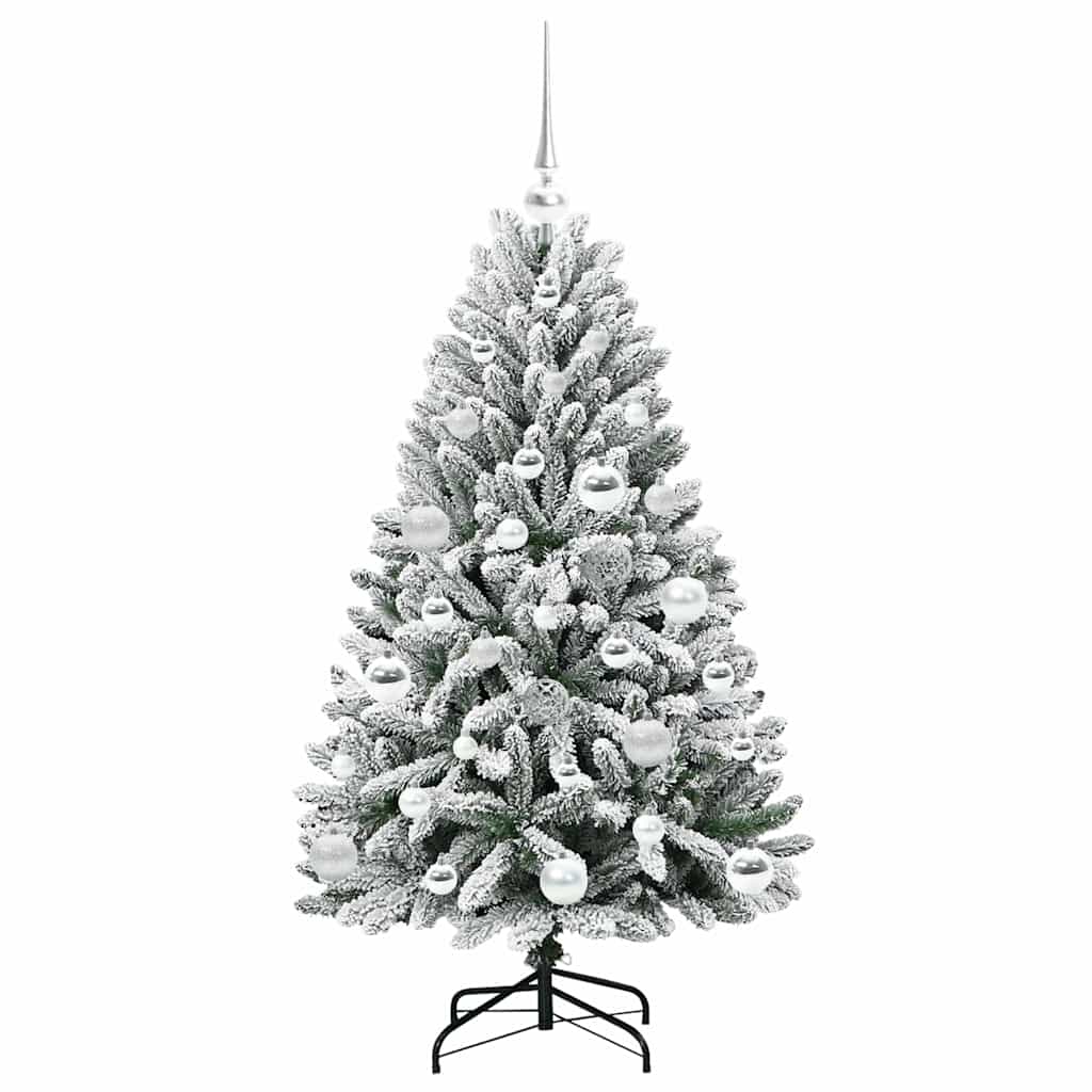 vidaXL Artificial Hinged Christmas Tree Green and White 120 cm - 47844