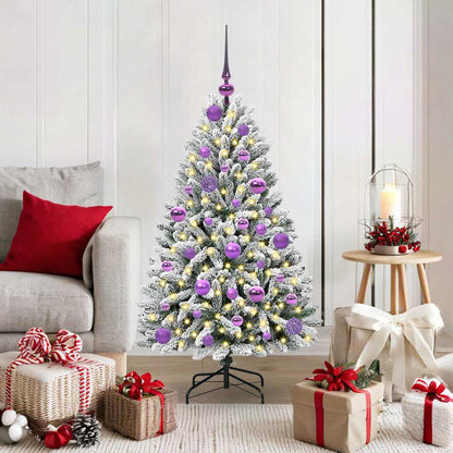 vidaXL Artificial Hinged Christmas Tree Green and White 120 cm - 47845