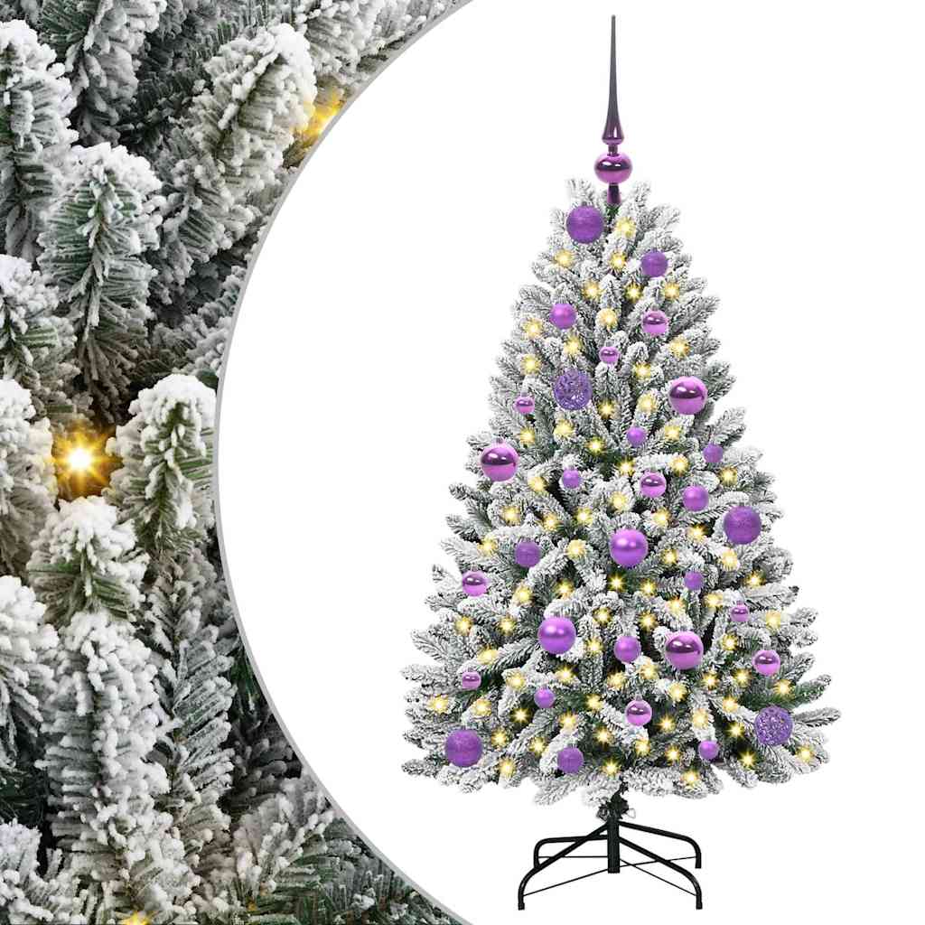 vidaXL Artificial Hinged Christmas Tree Green and White 120 cm - 47845