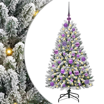 vidaXL Artificial Hinged Christmas Tree Green and White 120 cm - 47845