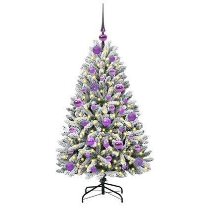 vidaXL Artificial Hinged Christmas Tree Green and White 120 cm - 47845